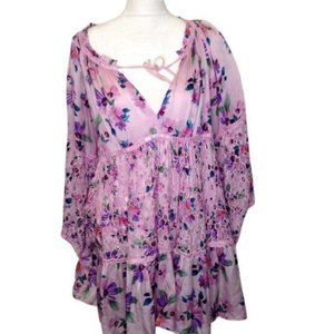 Sunday Tropez Multicolor Floral Flowy Long Sleeve Dress | S